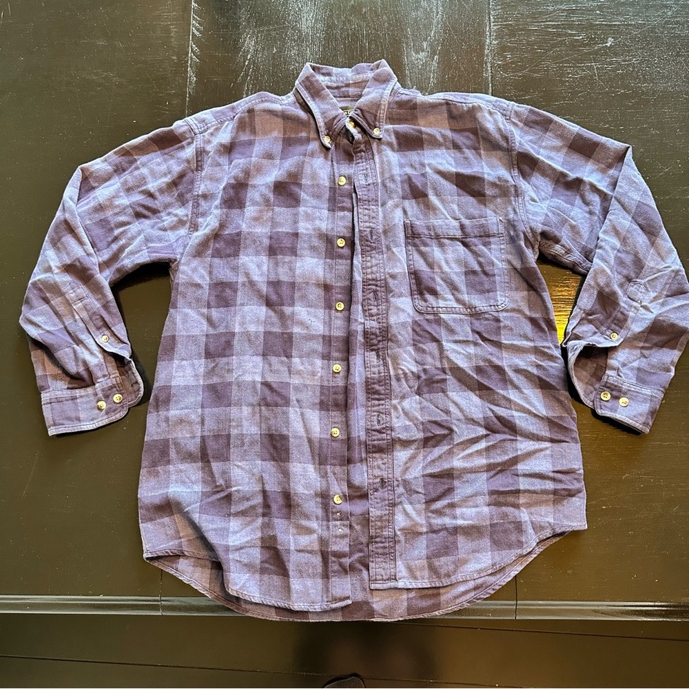 The J. Peterson Company Medium Blue Flannel Soft Button Down Fall Shirt